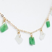 モダンでオシャレなデザイン！翡翠さざれ K14gfチェーンネックレス A貨翡翠 jd_ne1085