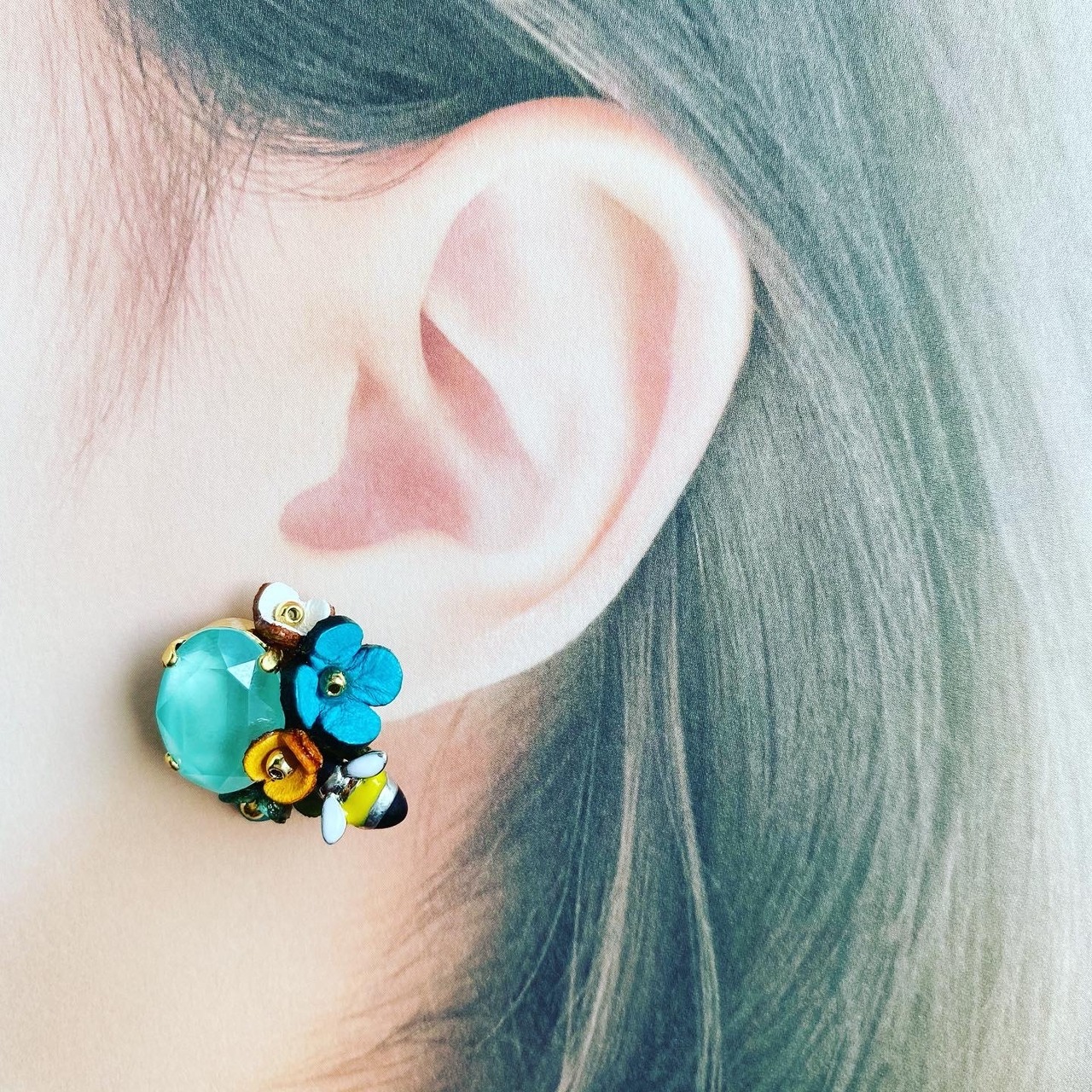 【人気アウトレット】３Dアソート小花セット 10個入り(ブルーカラー)5mm～12mm - 5