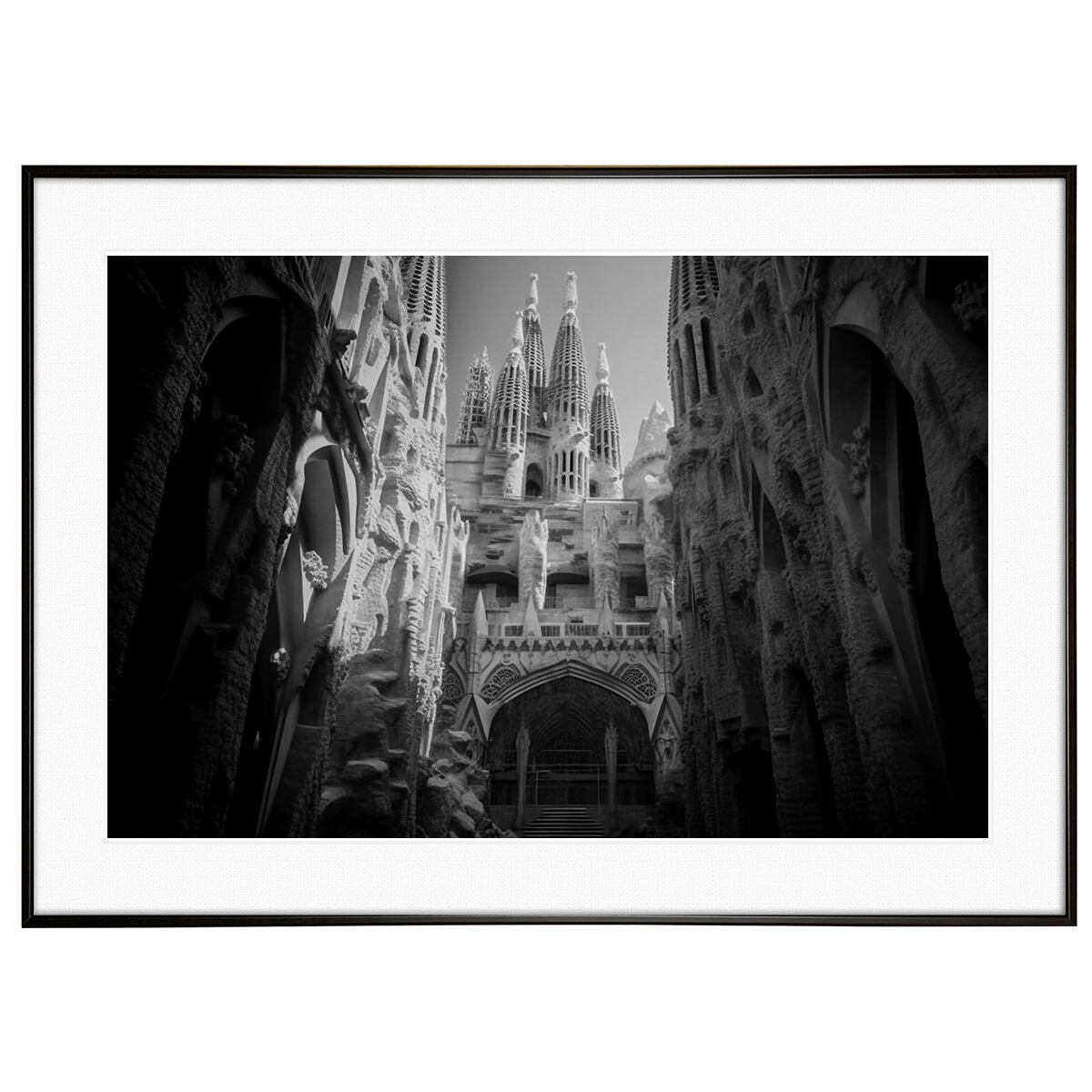スペイン写真 バルセロナサグラダ・ファミリア インテリアモノクロアートポスター額装 AS3923