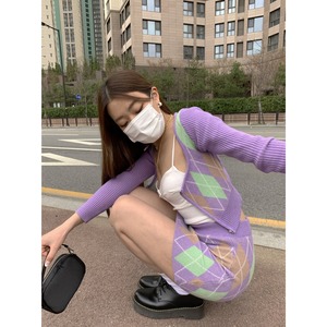 [ONMIND] argyle zip set ( purple ) 正規品 韓国ブランド 韓国ファッション 韓国代行 セットアップ