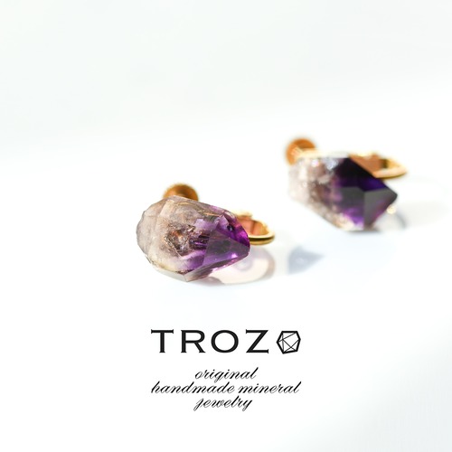 アメシスト (アメジスト) 鉱物原石 イヤリング 天然石 アクセサリー (No.3692)