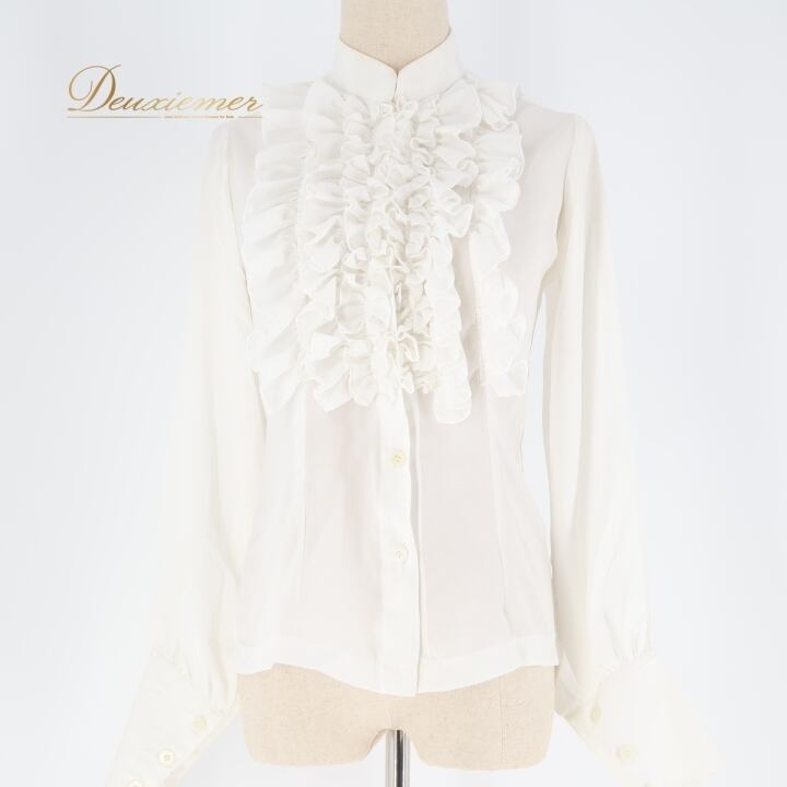 フラメンコ 衣装 トップス ブラウス 白 無地 長袖 フリル レース 透け