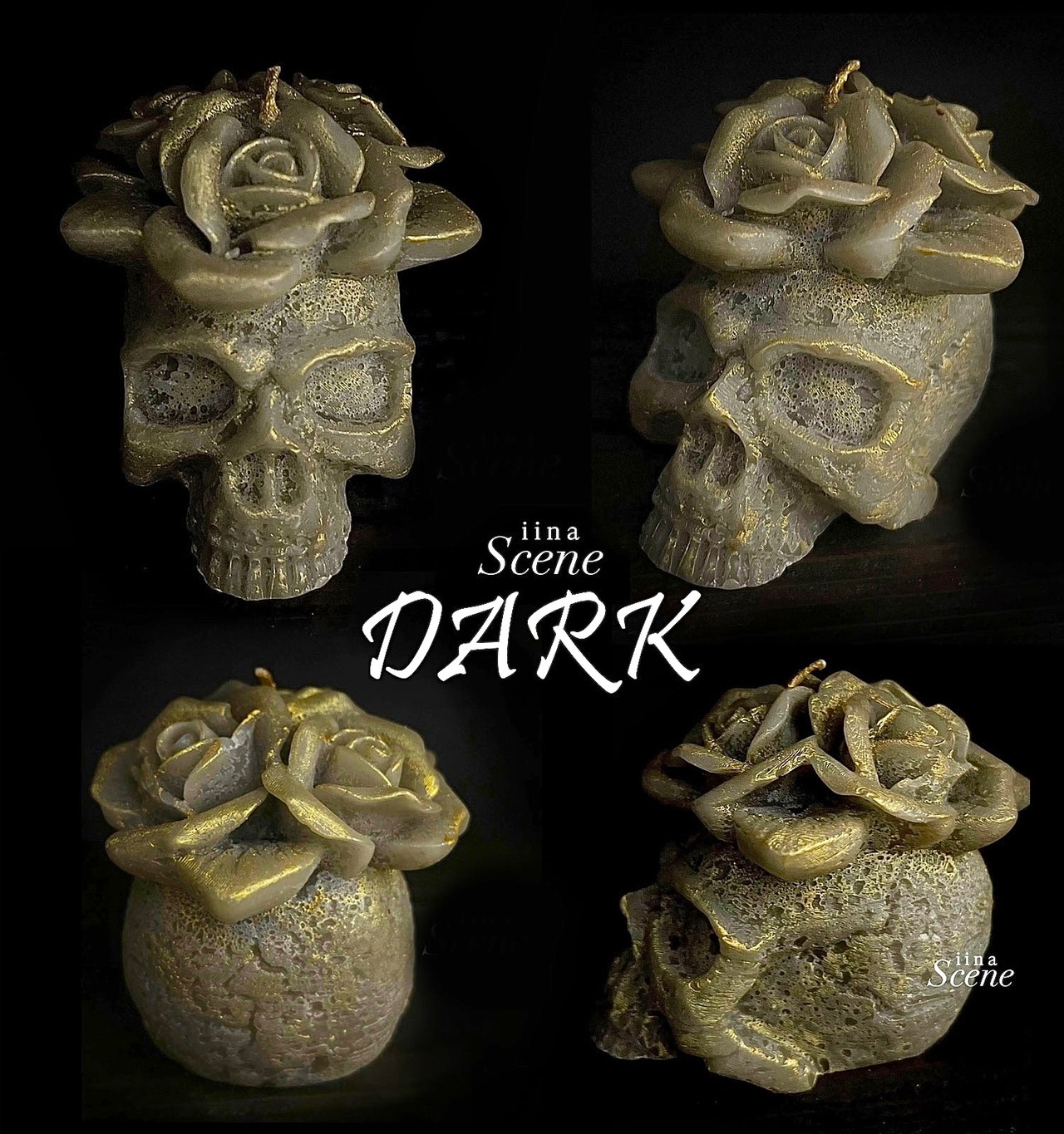 BLABK 銅器のような黒い骸骨キャンドル