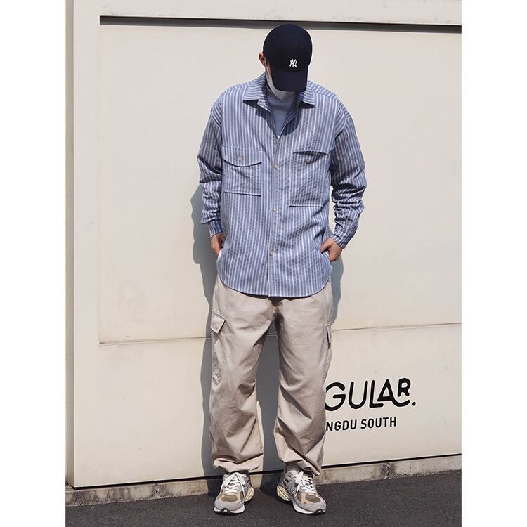★STRIPED RETRO WORK SHIRT　　　A0811