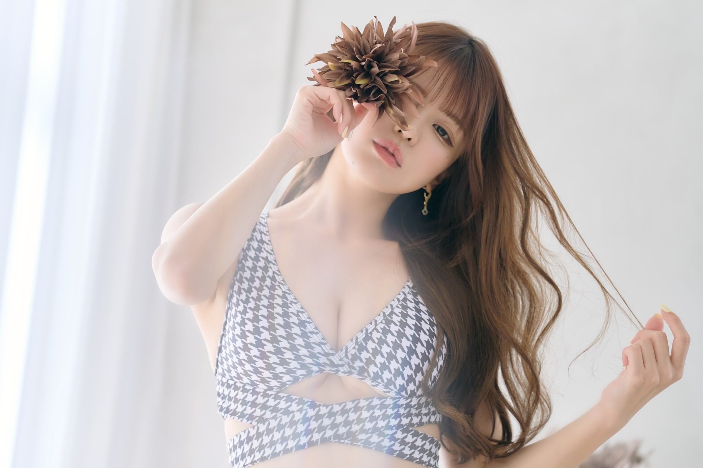 人気NO.14】盛れる千鳥柄クロス水着⭐︎通常レギュラーパンツ a22