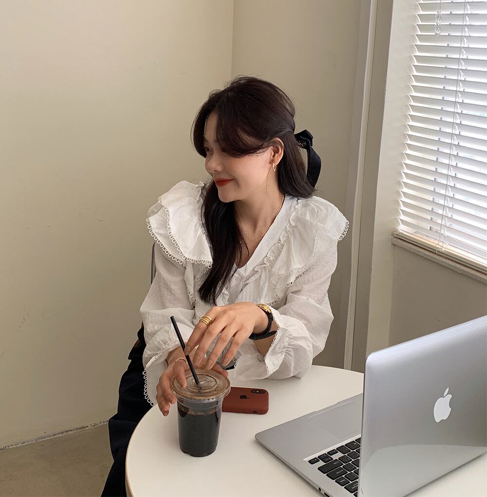 シャツ Vネックスプリングトップス レディース ロング 春物 ビッグFスモールZ韓国88204546760