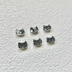 箔入りシルバーにゃんこ　フェイスピアス＆イヤリング　黒猫