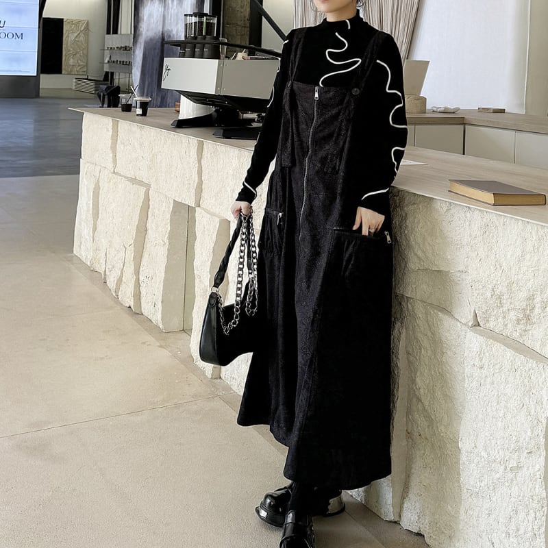 ジップフロントサスペンダーワンピース ON0743