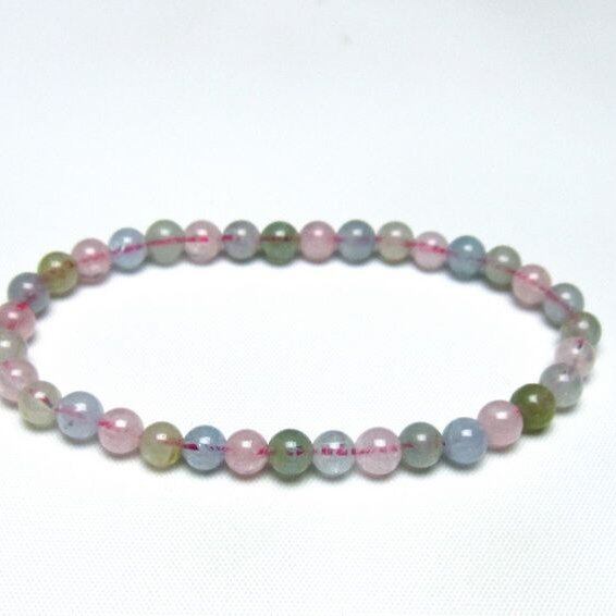 ミックスカラーベリル ブレスレット 5mm 一点物 メール便可 [M便 1/10] 111-48807