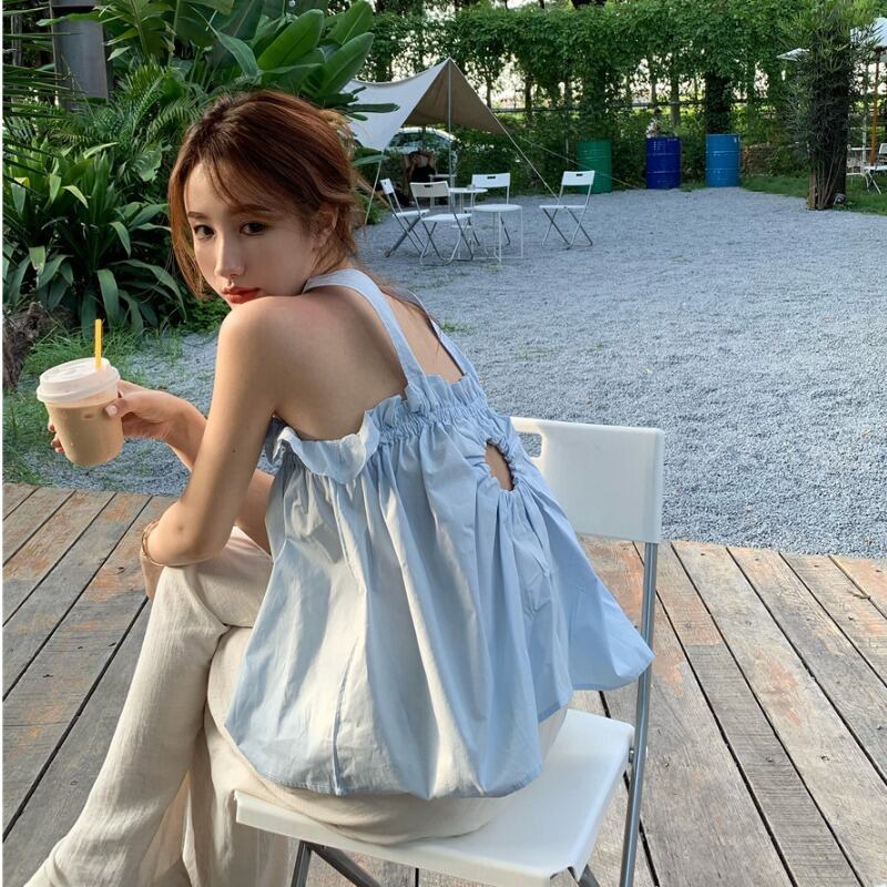 ノースリーブライトブルースリングレディースサマーデザインセンスニッチベスト2020ニュースタイルインナーベースとアウタージャケット ブラックストロベリース12069969496