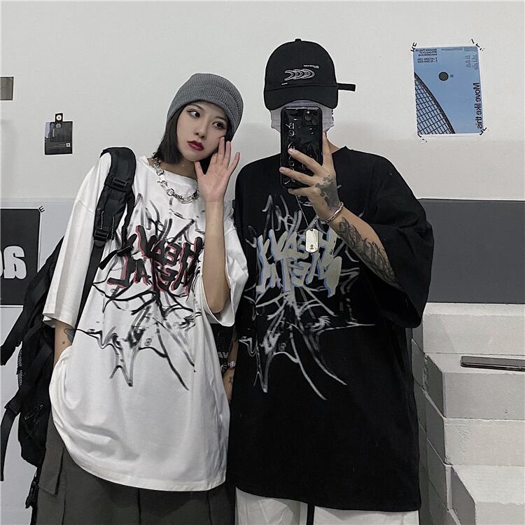 バックロゴ ルーズ Tシャツ ストリート 夏 トップス 4色 hr9251 夏服韓国ファッションNEWスタイルダークプリントカジュアル