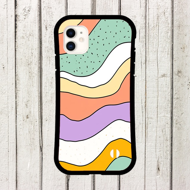 受注生産 iPhoneケース パステルカラフルウェーブ｜70sレトロ CURV048A