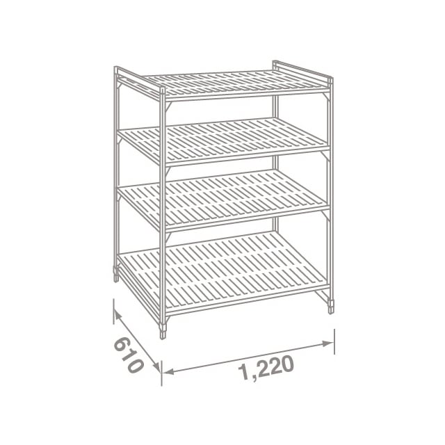 公式カスタマイズ商品 カムシェルフ固定 460×1520×H1830 4段ソリッド 調理器具