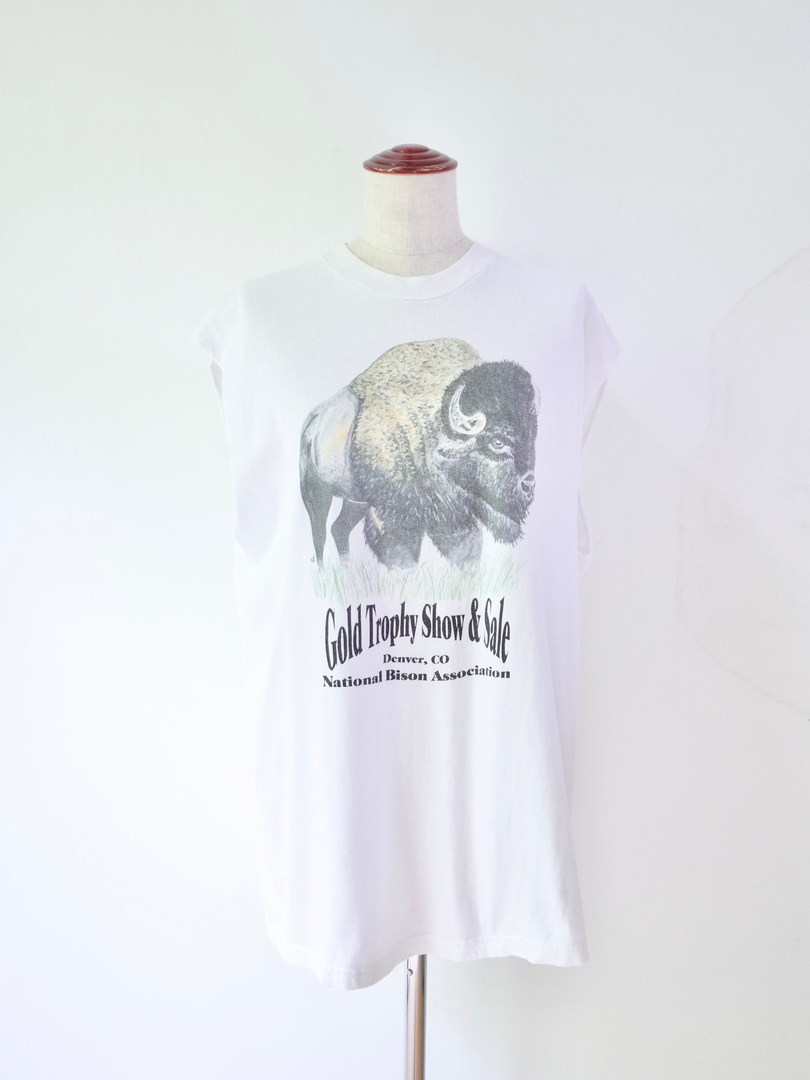 90-00s Bison cut off sleeveless tee