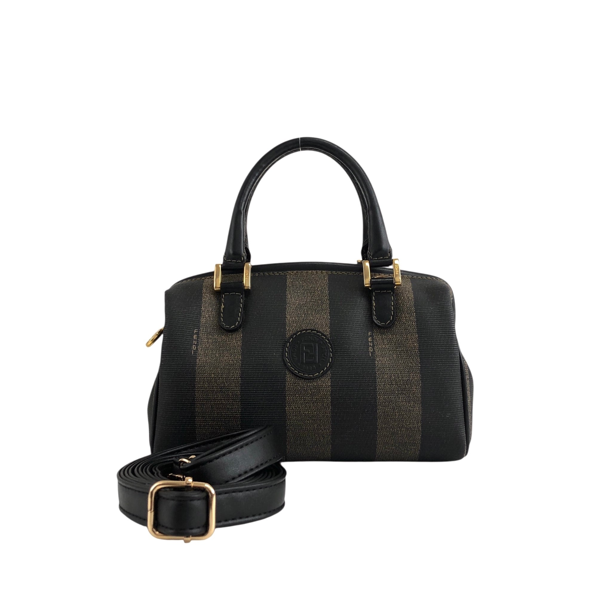 FENDI フェンディ ペカン柄 ショルダーバッグ ブラック PVC FENDI フェンディ ペカン柄 ショルダーバッグ ブラック PVC