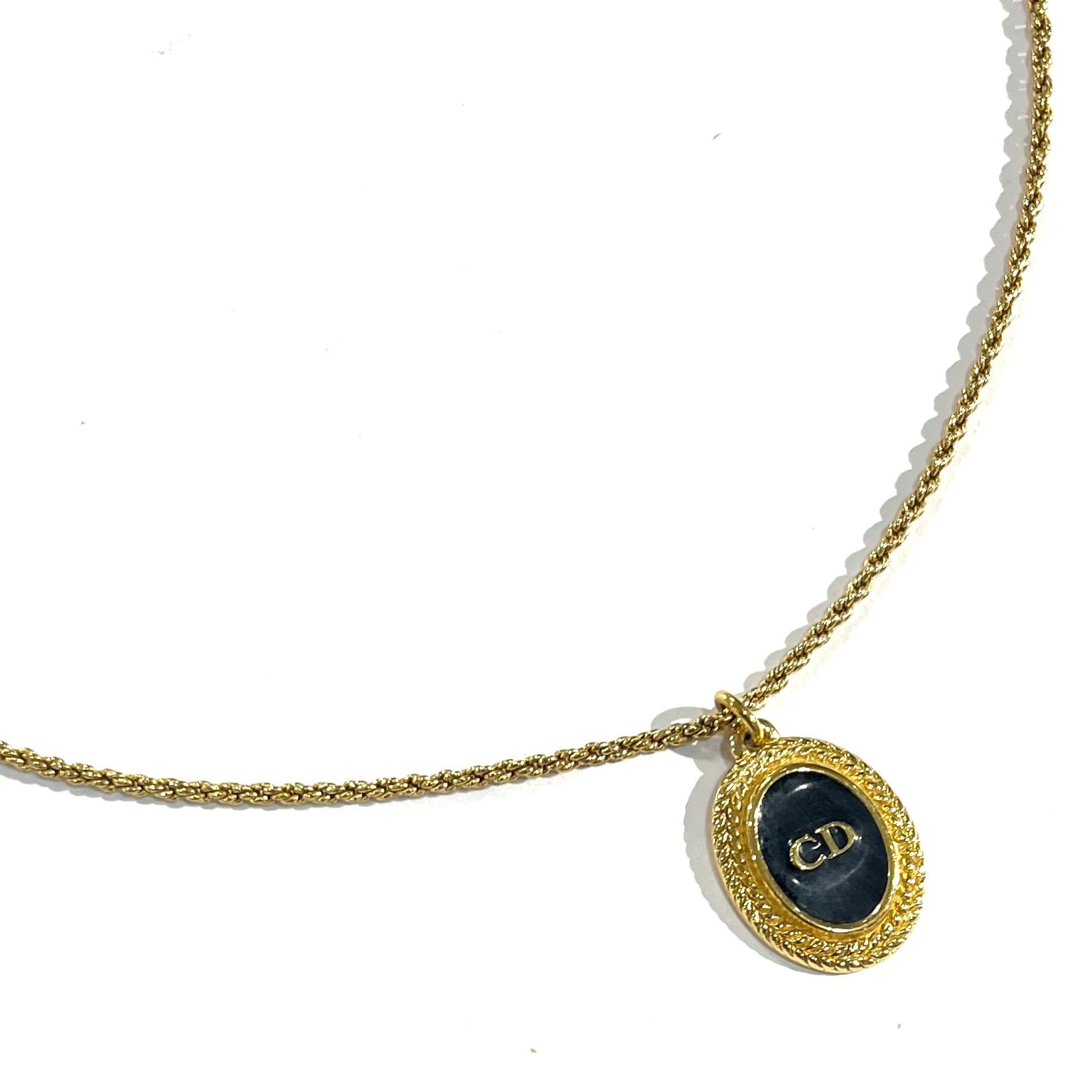 Christian Dior】2975 CD ロゴ オーバル DIORペンダント ネックレス