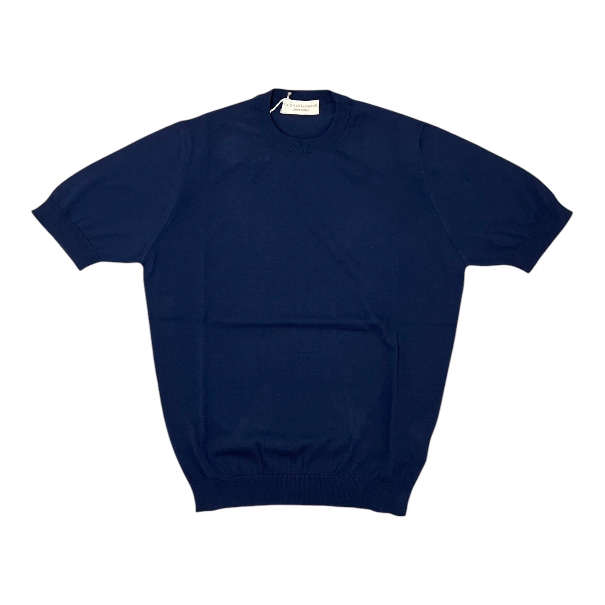 FILIPPO DE LAURENTIIS(フィリッポ デ ローレンティス) crepe cotton short sleeves knit/NAVY(880)