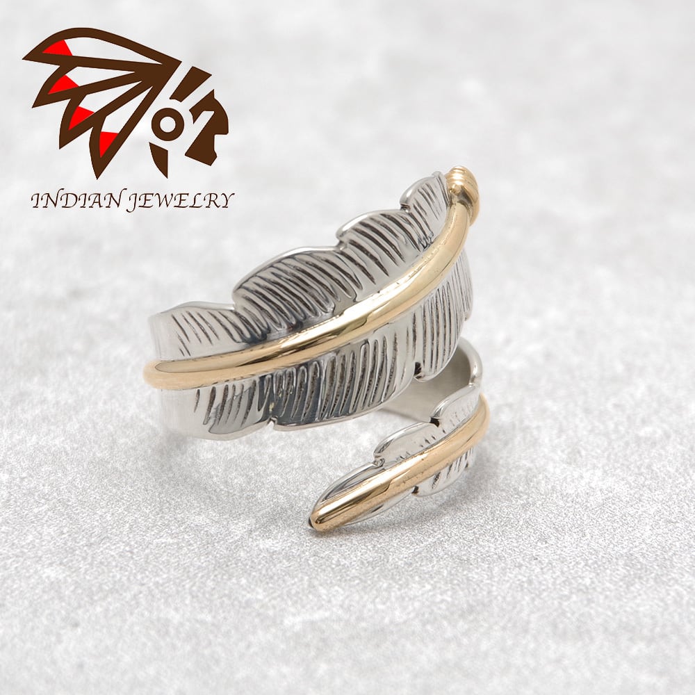 インディアンジュエリー　フェザーリング&バングル リング調節可能(15号) INDIAN JEWELRY インディアンジュエリー】Navajo Feather Ring ANNE