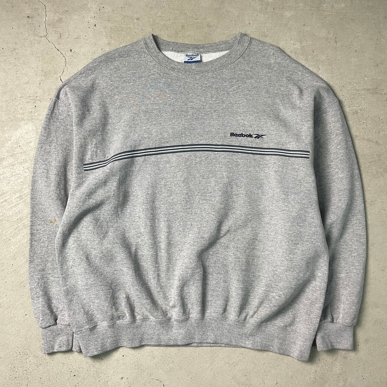 90年代 USA製 Reebok リーボック スウェットシャツ ラインデザイン 