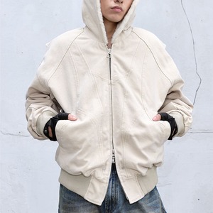 フェイクファーライナーキャンバスウォッシュドブルゾン　1033