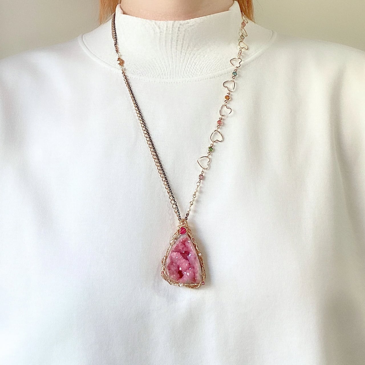 トキメキのジオード｜ピンクコバルトカルサイト ペンダント（K14GF