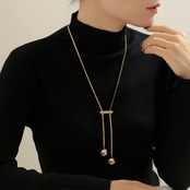 ［ stainless necklace ］long big balls