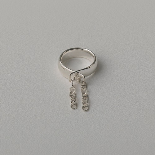 Oval line cross ring Silver