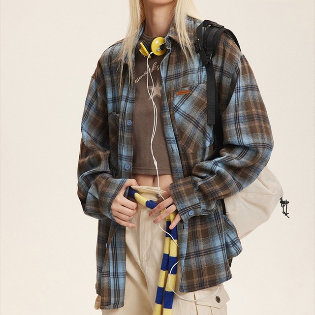 レトロチェックオーバーシャツ   R00945