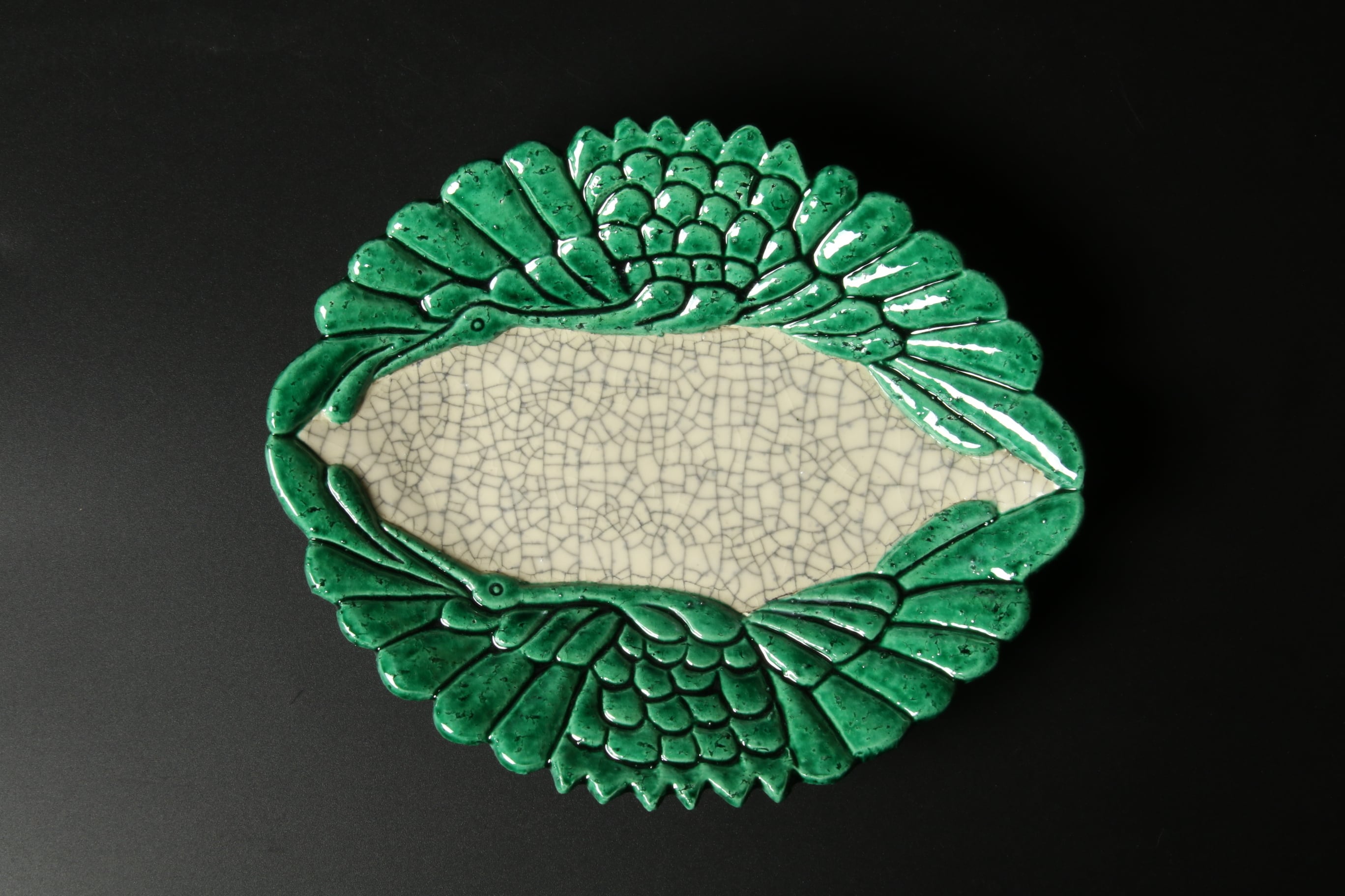 412>青交趾鶴菱平向付 清水焼 | 陶香堂オンラインストア