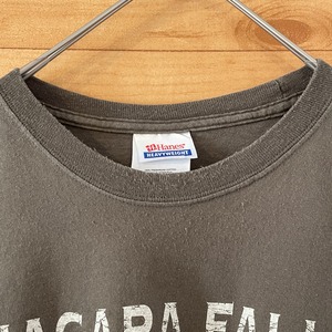 【Hanes】ナイアガラの滝 Tシャツ ロゴ XL ビッグサイズ カーキ US古着 アメリカ古着