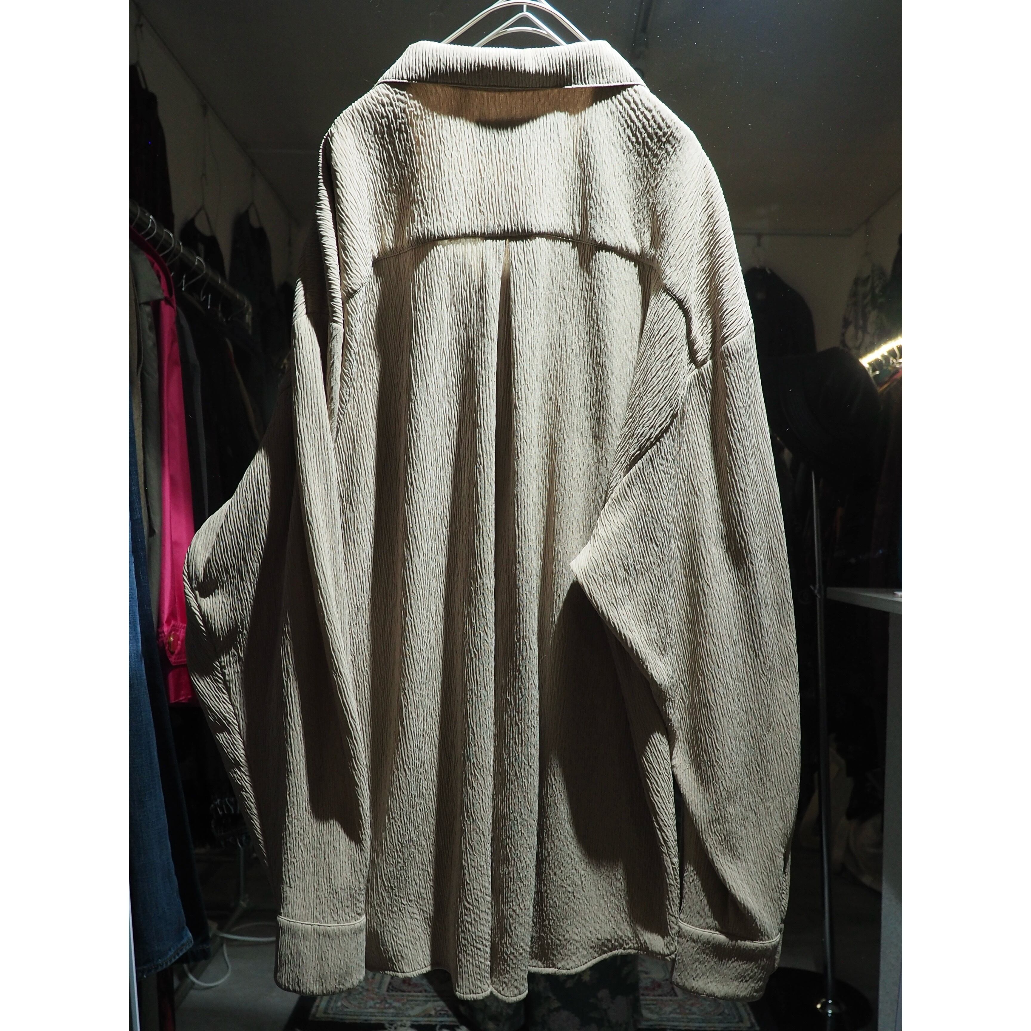 Beautiful Ecru white pleats Design vintage loose open collar shirt