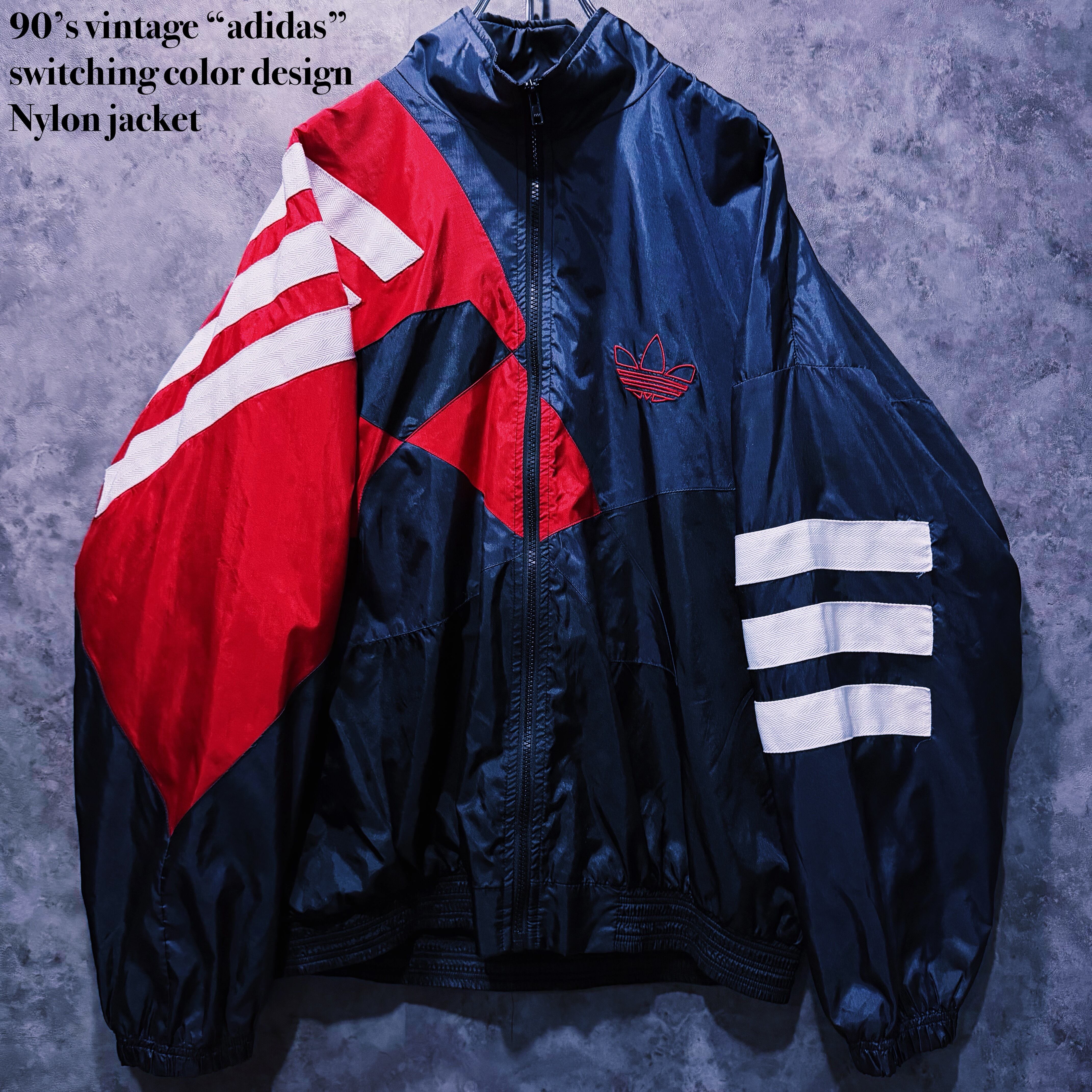 【doppio】90’s vintage “adidas” switching color design Nylon jacket