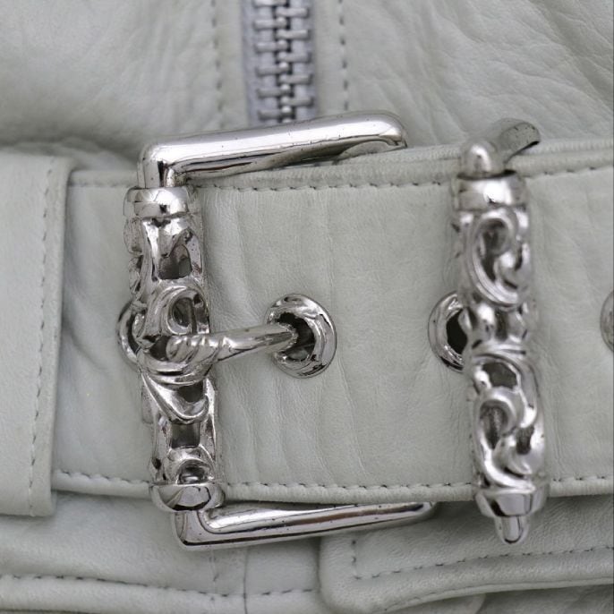 クロムハーツ　チェンジパース　ジャンク品　ホワイト CHROME HEARTS クロムハーツ jj ディーン ライダース ジャケット