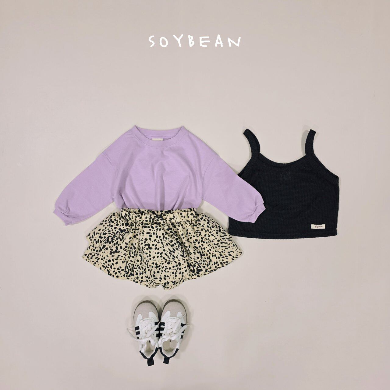 即納◆90-100サイズ-ラベンダー 長袖Tシャツ Basic Cotton-soybean