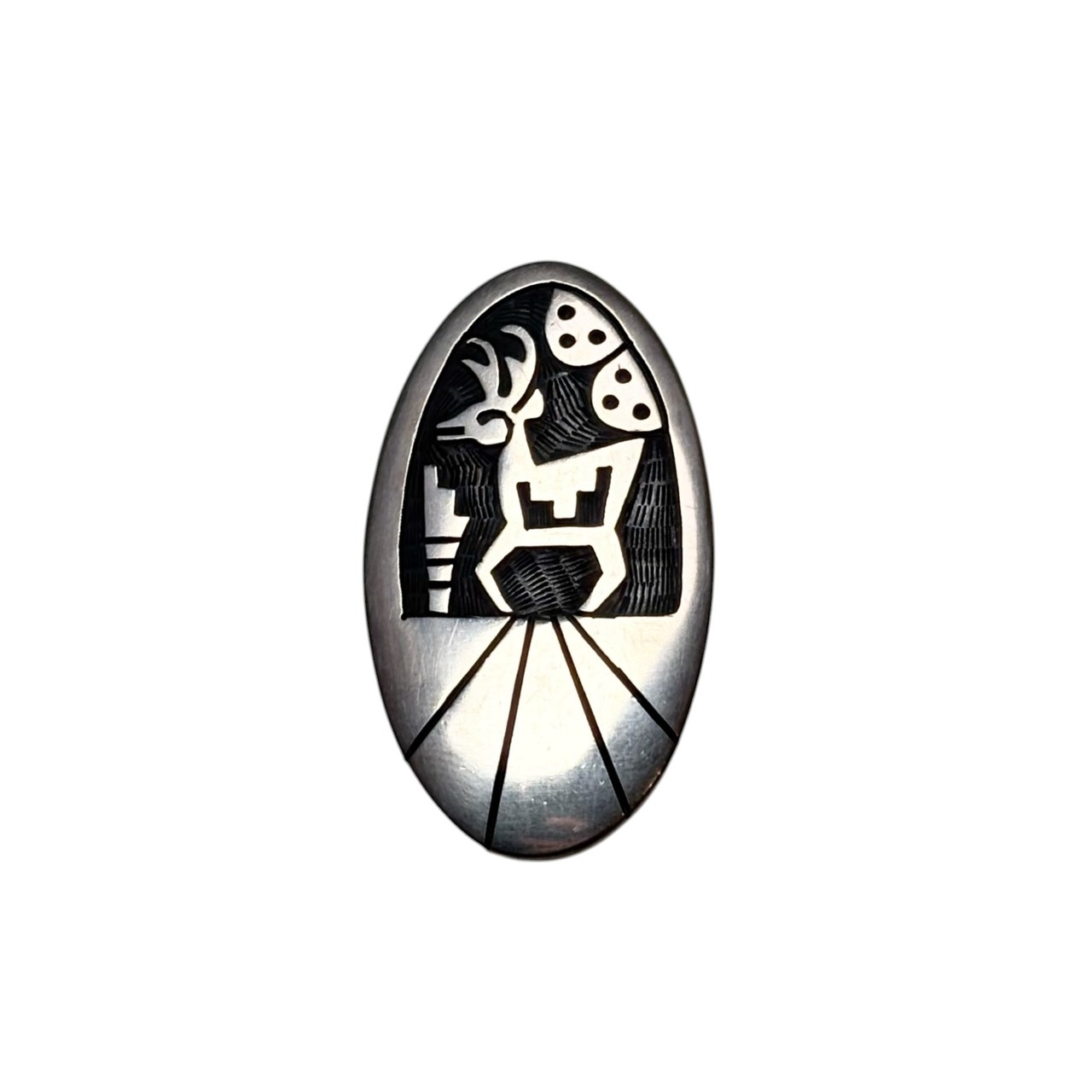 Hopi Beauford Dawahoya overlay silver pendant pin