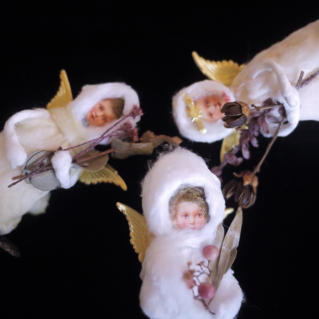 綿人形3人 ツリークリップtrocken クリストキント