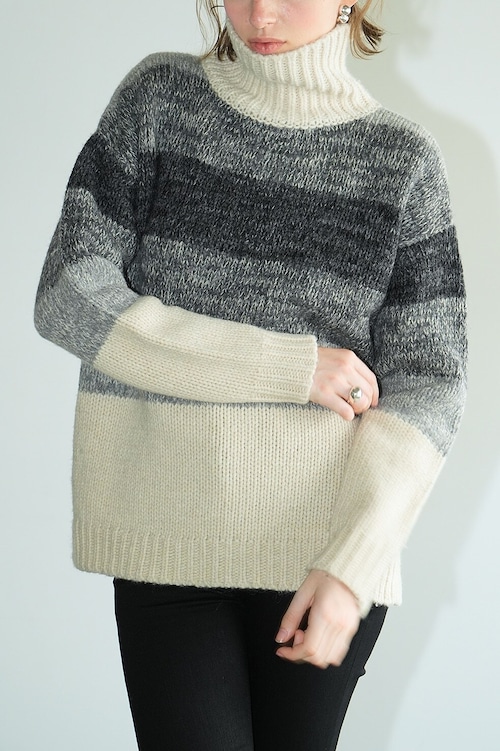 【23AW】CLANE クラネ / GRADATION BORDER WIDE KNIT TOPS