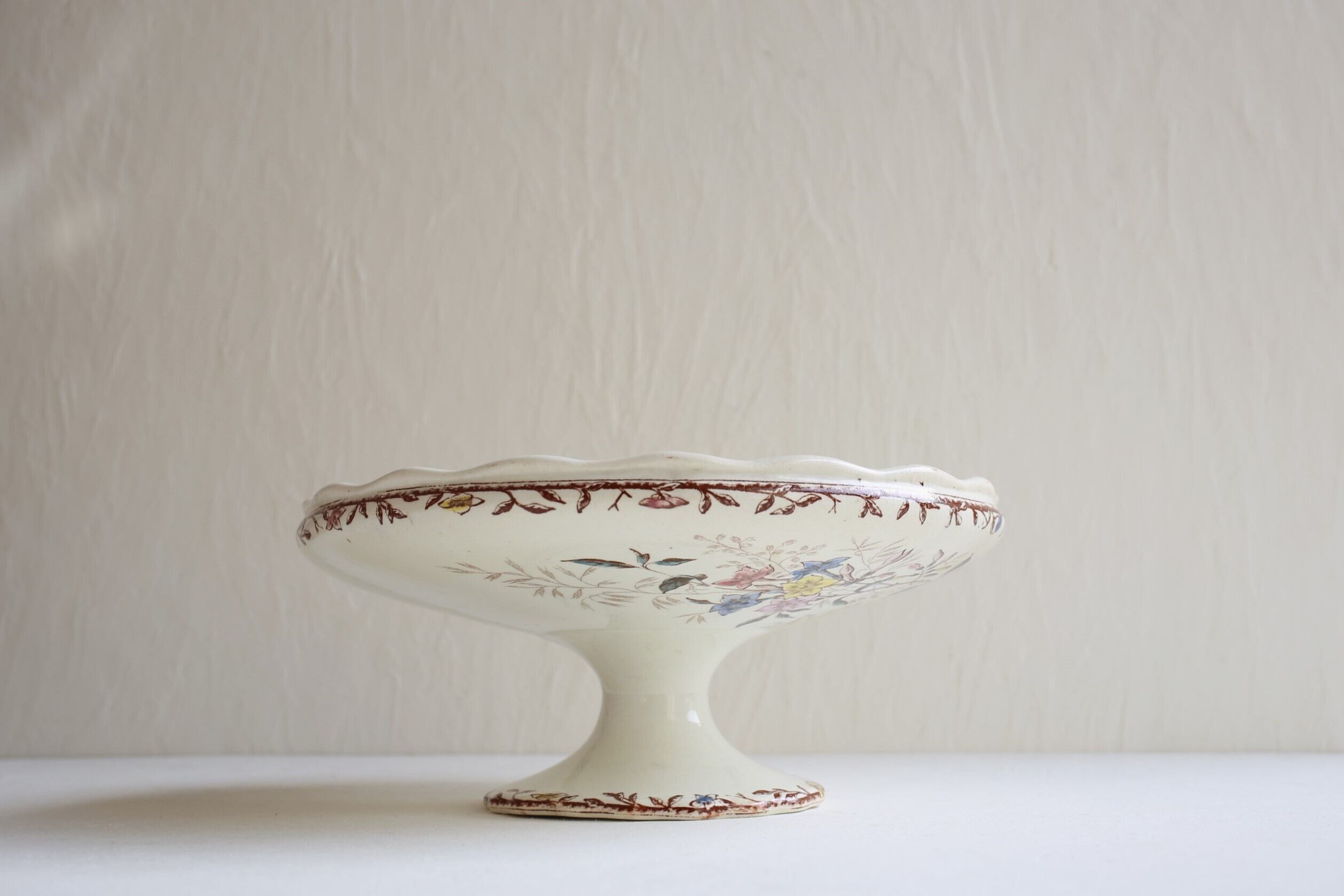 コンポティエ　クレールフォンテーヌ JASMINフランスアンティーク　約24cm コンポティエ クレールフォンテーヌ JASMINフランスアンティーク 約24cm