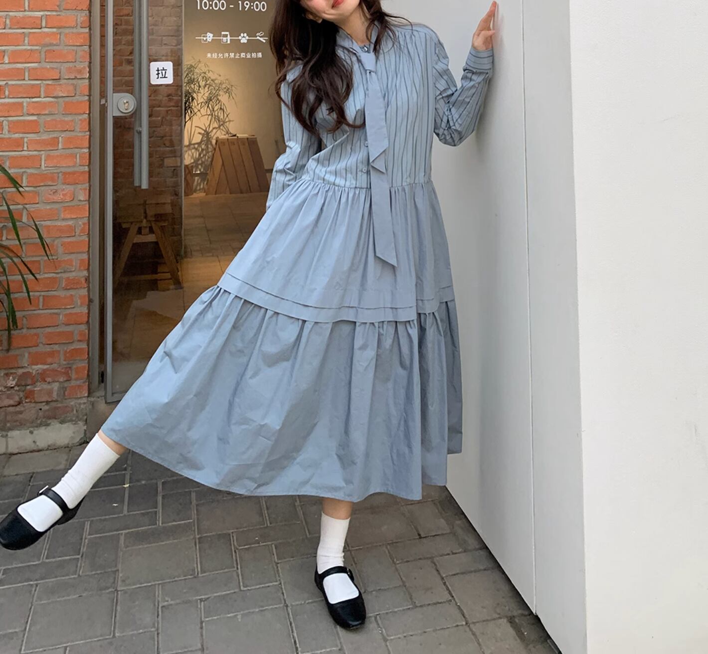 Tiered shirt long dress
