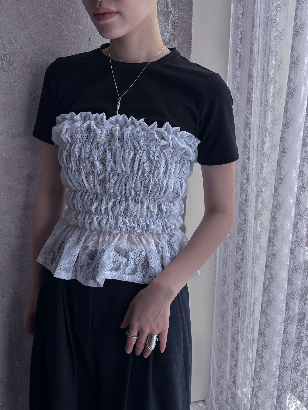 Bababa original／sheer lace tops