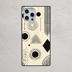 受注生産 iPhoneケース モノトーン幾何学シンボル｜護符風 TALM013A