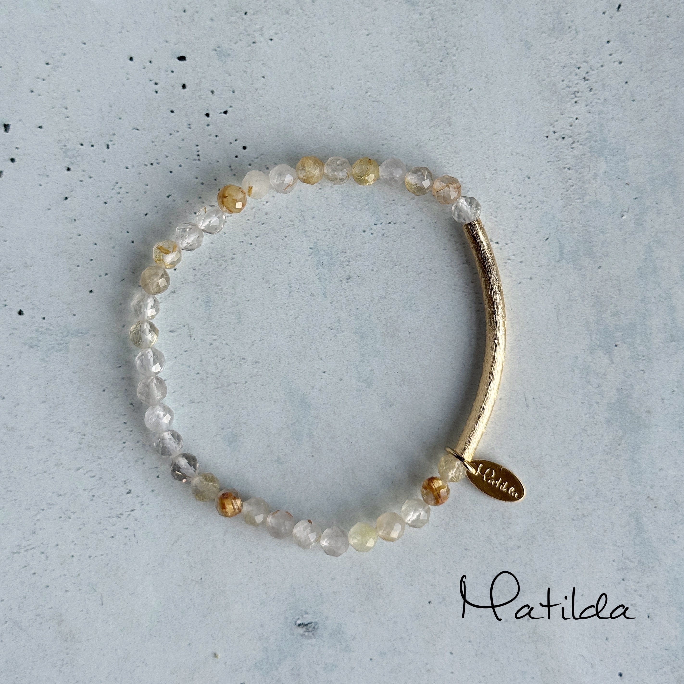 【renewal】Tube & stone bracelet(ルチルクォーツ)