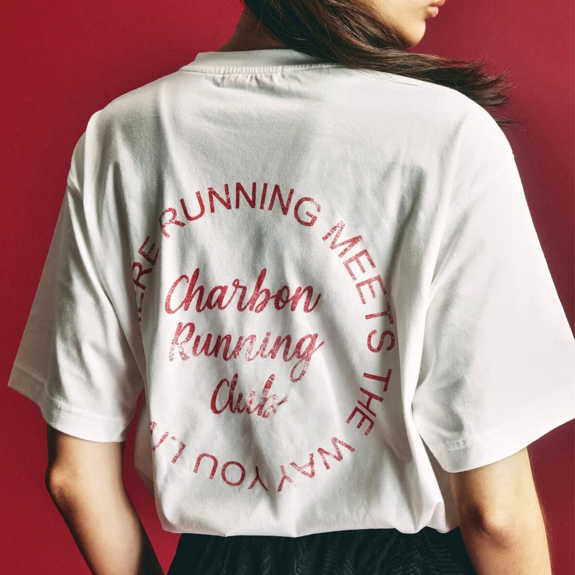 charbon / PIGMENT DYE PRINT T-SHIRTS WHITE RED（WHITE×RED） | 道が