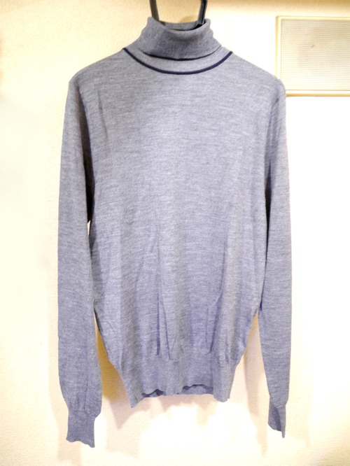美品★GIVENCHY ジバンシィ シルク混 タートル ニット セーター 灰S★