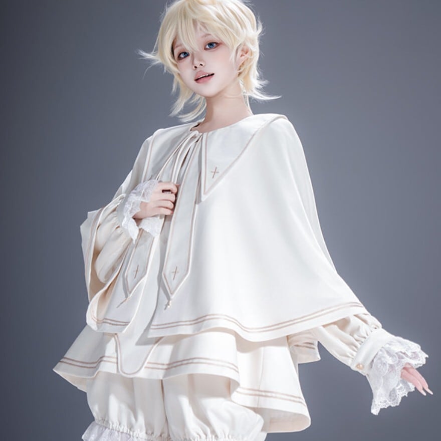 「天使の羽」純白のショートケープ|少年装 ゴスロリ ライブ衣装