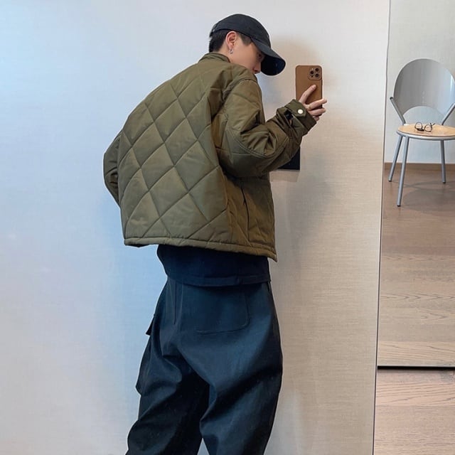 予約販売】キルティングジャケット ブルゾン メンズ 無地 オーバー