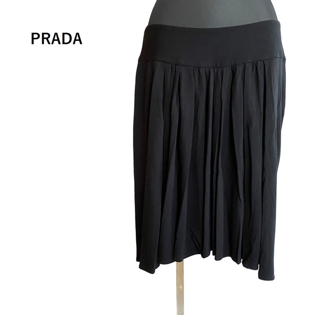 PRADA　プラダ　フレアスカート　黒　良品　42　コットン　