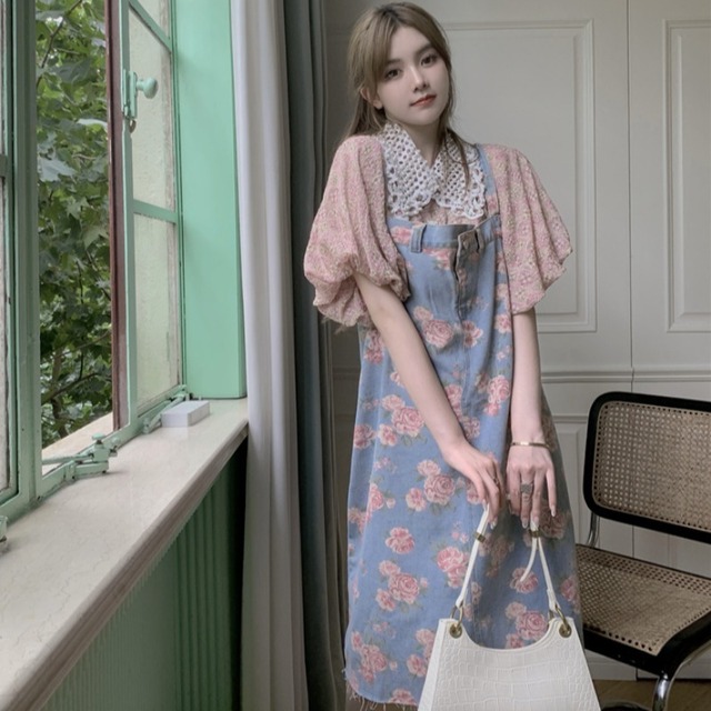 スカート プリントドレス サマールーズシャツ 大人ガーリー スウィート キュート カジュアル 夏物 YY-ファッション2569947372