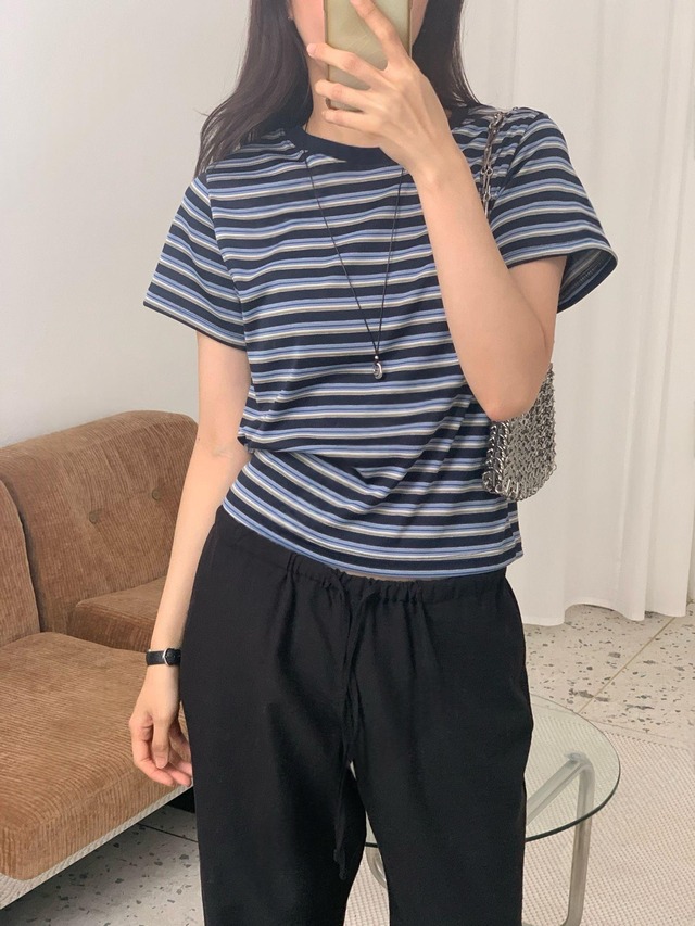 Multi Border Slim T-Shirt