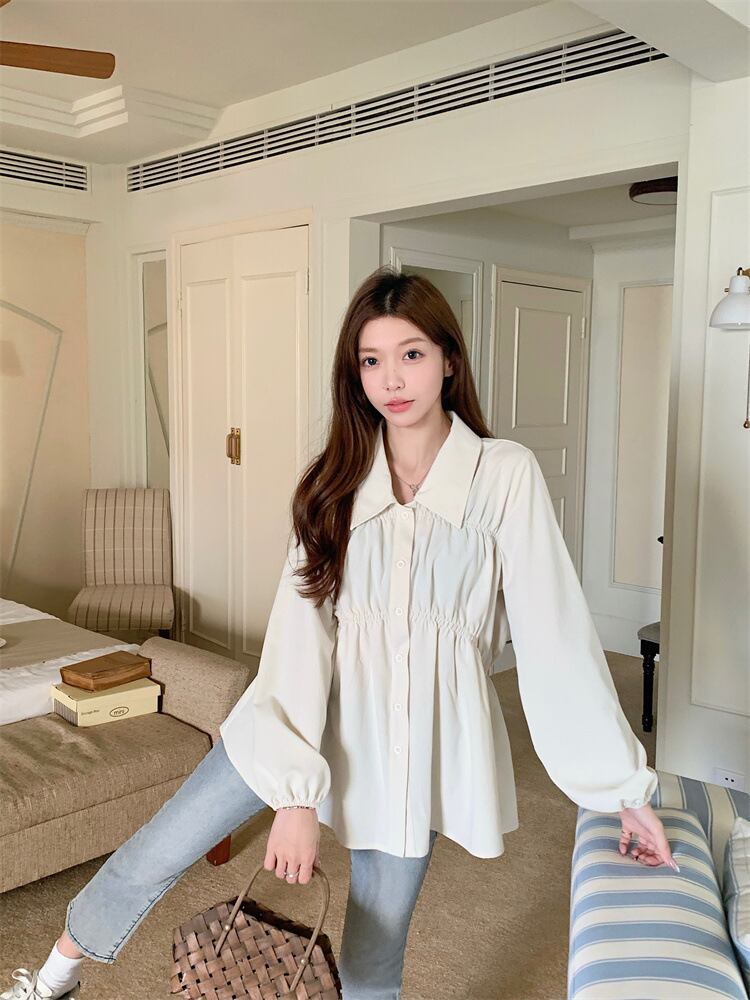 細見え長袖フリルブラウス | udresser